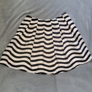 Women's Black & Cream Striped Skirt